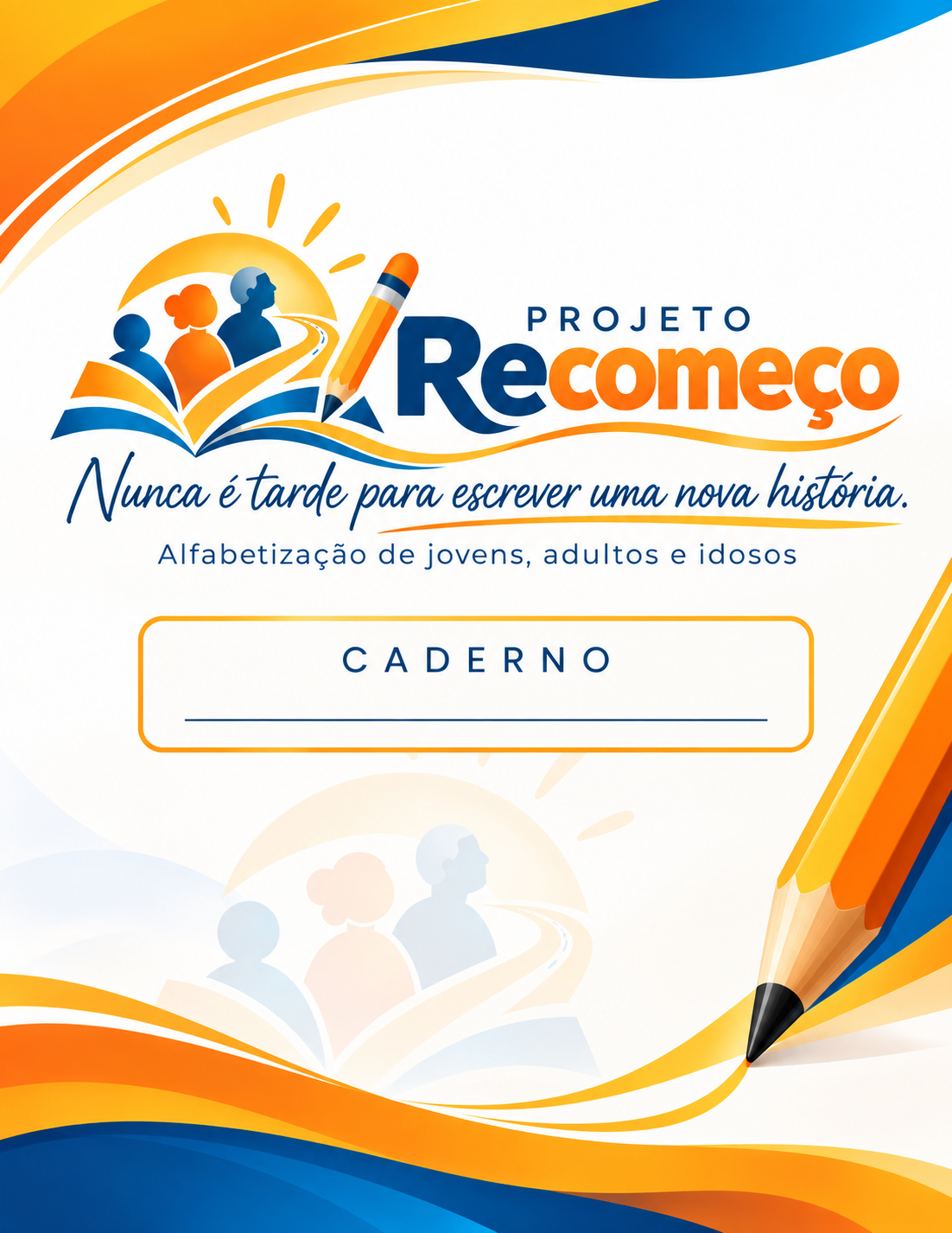 Caderno personalizado do Projeto Recomeço