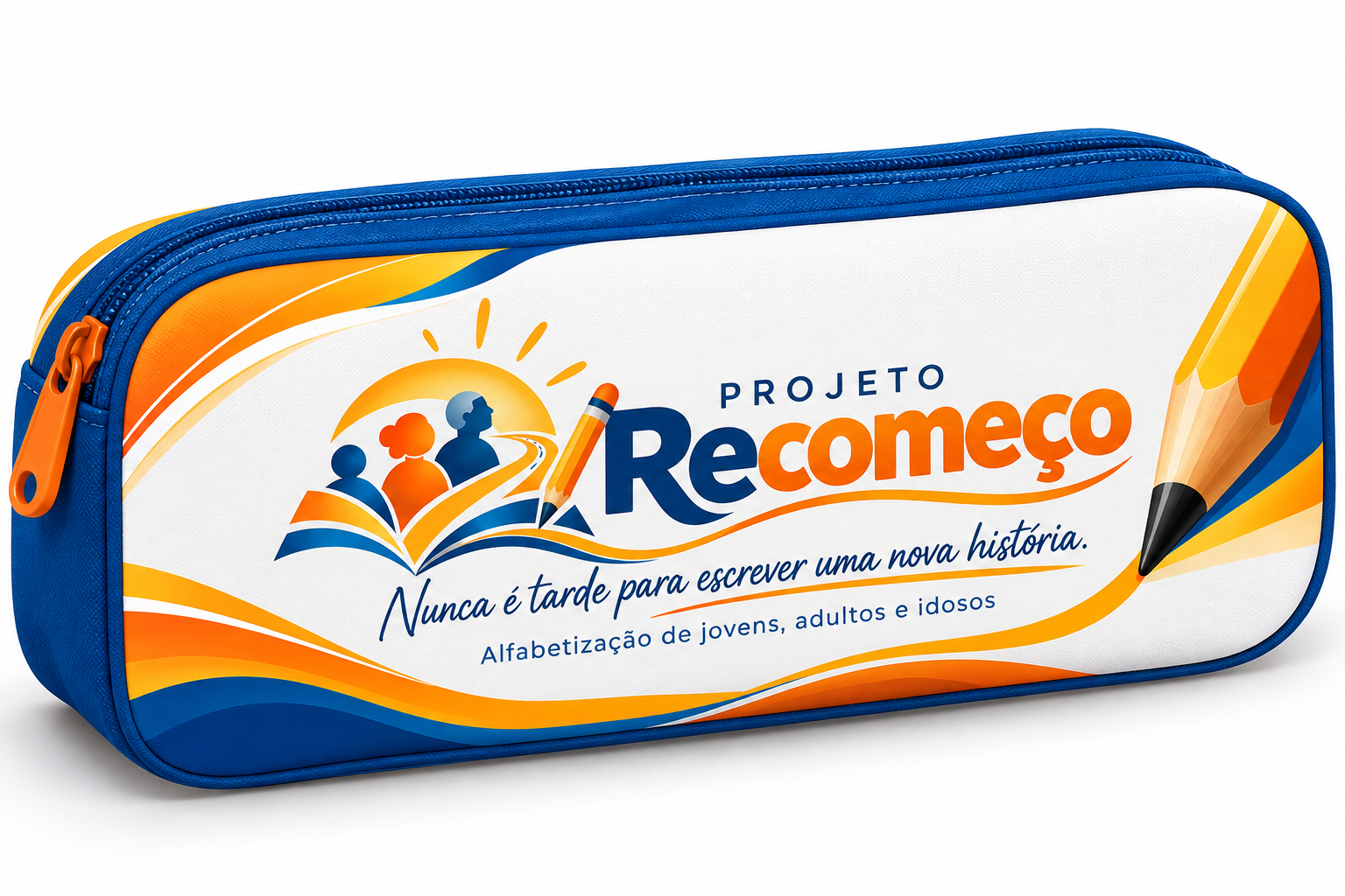 Estojo personalizado do Projeto Recomeço