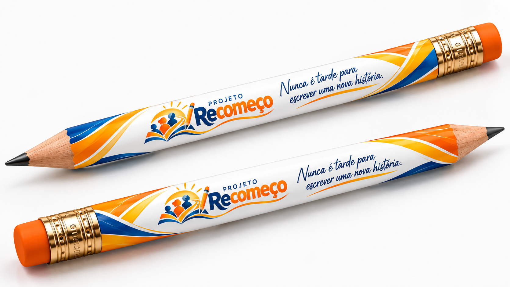 Lápis personalizados do Projeto Recomeço